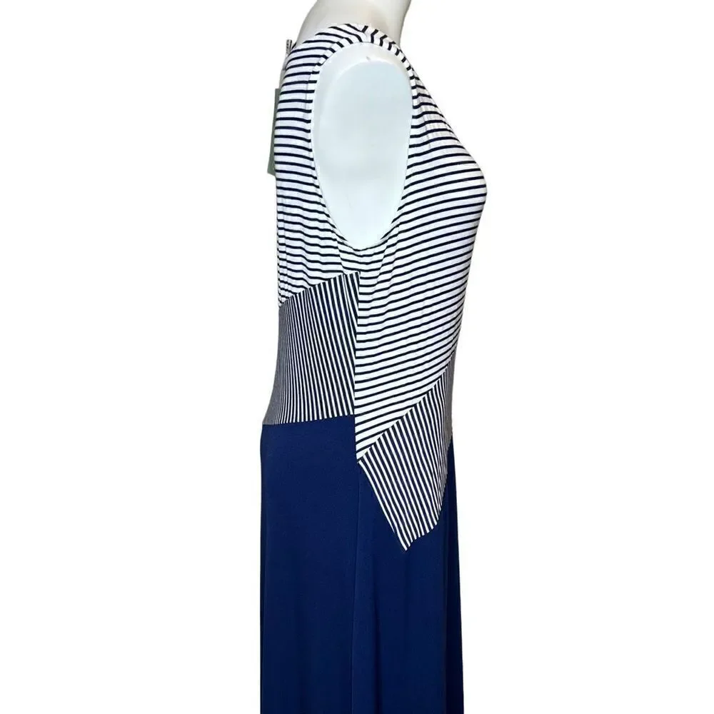 Coldwater Creek NWT blue and white striped sleeveless maxi dress size M